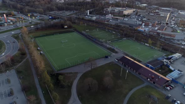 Aerial View of Urban Soccer Fields