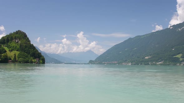 Beautiful View of the Lake on a Sunny Summer Day Brienz Lake with Clear Turquoise Water