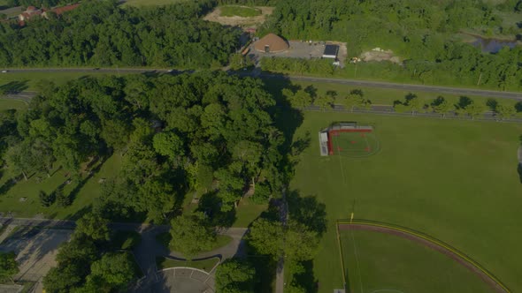 Aerial View of a Park and Streets in Port Washington Long Island alt