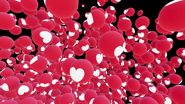 Social media interaction balls fall from full screen to the end Isolated by the Alpha channel alt