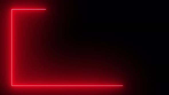 Red neon effect rectangle frame line seamless looping video