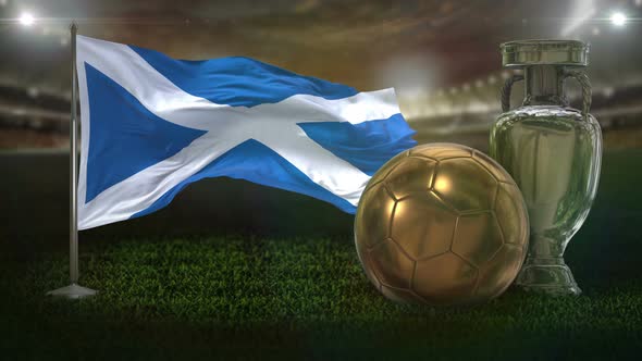 Scotland Flag with Football And Cup Background Loop alt