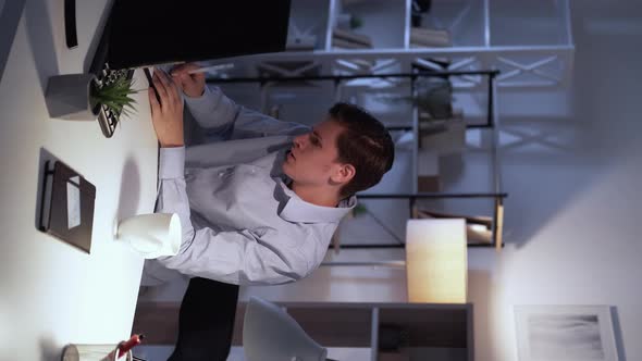 Work Consultation Busy Man Checking Documents alt