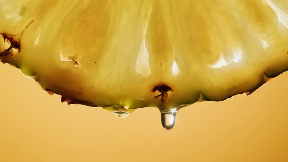 Juicy Pineapple Slice on Orange Background alt