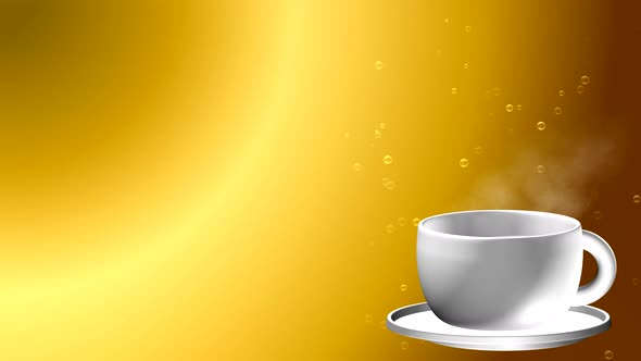 Animated Background Tea Hot Coffee Cup Glass Relax Brown Mug Digital 3D Bubbles