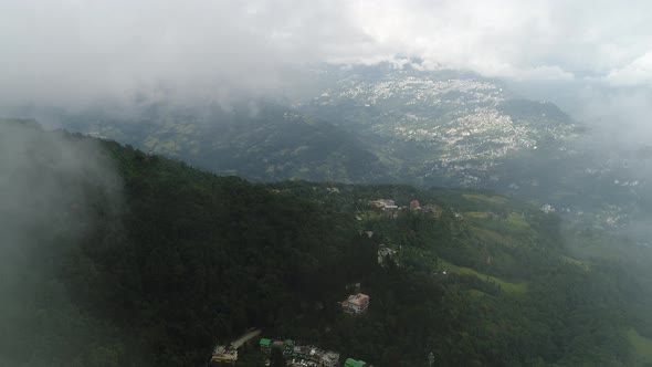 Rumtek Monastery area in Sikkim India seen from the sky alt