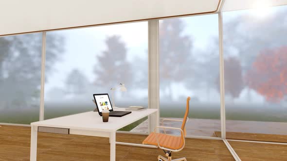 Modern Working Room With Nature View