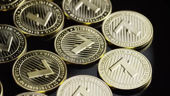 Rotating shot of Bitcoins (digital cryptocurrency) - BITCOIN LITECOIN 204 alt