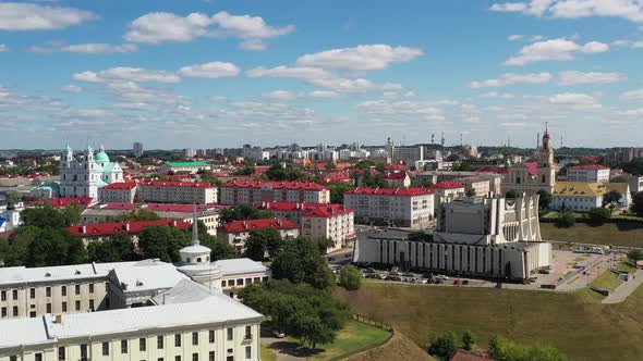 Top View of the City Center of Grodno, Belarus. The Historic Centre with Its Red-tiled Roof,the alt