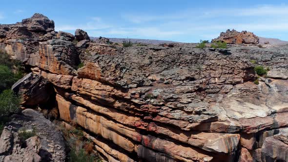Aerial view of landscape and rocky mountains 4k alt