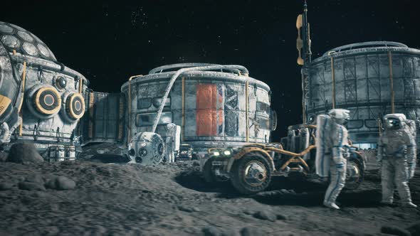 Astronauts At The Lunar Base