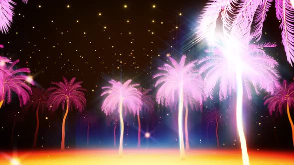 Neon Palm Trees 4k 