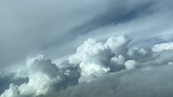 Cockpit view during a right turn to avoide stormy weather ahead. Pilot POV. 4K. alt