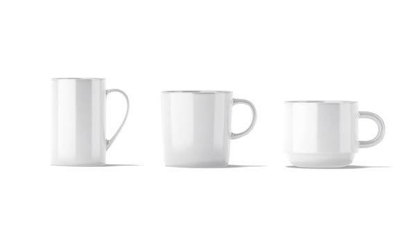 Blank white ceramic mug set stand, looped rotation alt