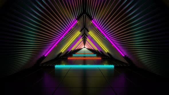 Colorful Neon Lights Tunnel