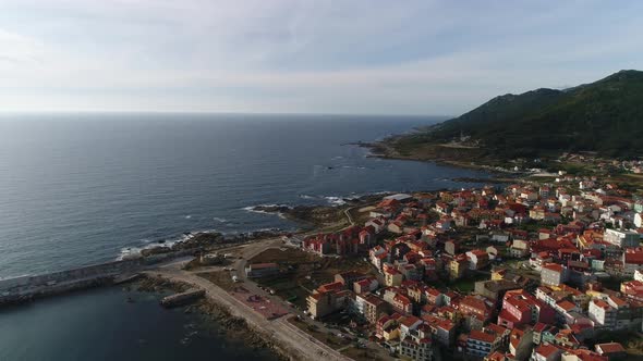 Fly Above City of A Guarda in Spain alt