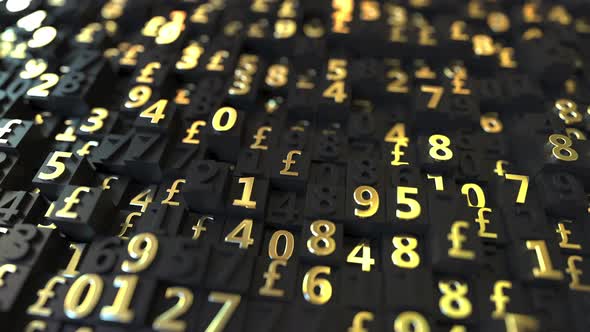 Gold Pound Sterling GBP Symbols and Numbers alt