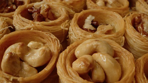 Baklava Traditional Turkish Dessert Served on a Tray