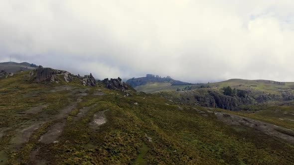 Panorama Of The Famous Stone Forest Of Cumbemayo In Cajamarca City, Peru. aerial, forward alt