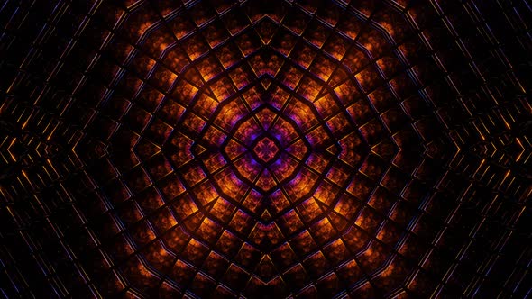 Neon glowing kaleidoscope. Looped animation