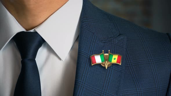 Businessman Friend Flags Pin Italy Senegal alt