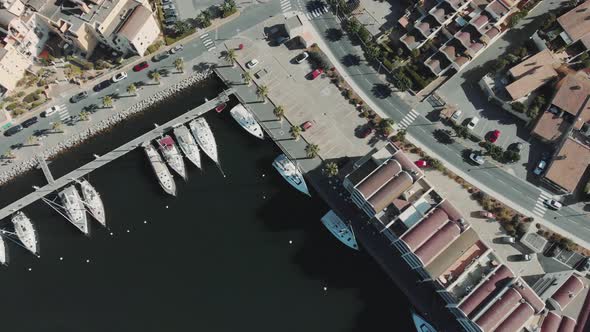 Aerial Drone View of Marina for Boats and Tourist Yachts alt
