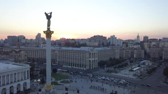 Independence Square. Maidan. Monument. Aerial. Kyiv. Ukraine alt