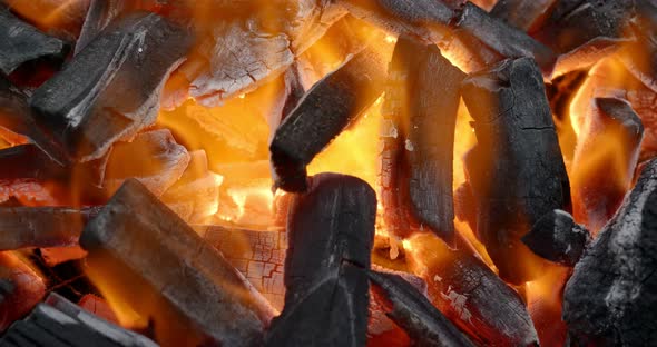 Charcoal BBQ fire
