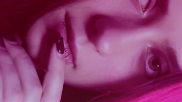 Neon Light Beauty Seductive Woman Vertical alt