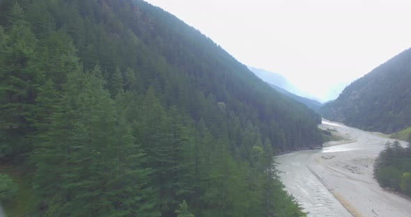 View of River Ganges Valley in Rain Himalaya India