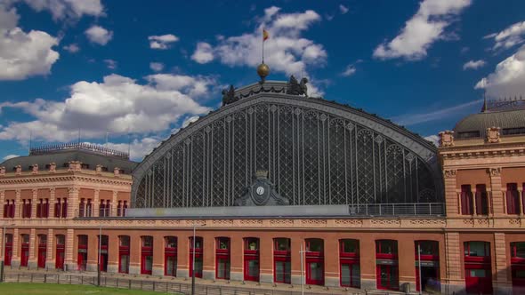 Puerta De Atocha Train Station Building Timelapse Hyperlapse in Madrid Spain alt