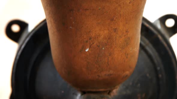 Vintage coffee grinder with coffee beans alt