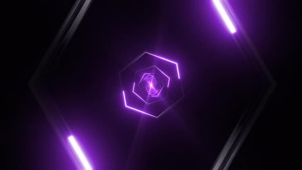 4K Pink Hexagonal Neon Light Tunnel alt