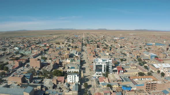 Flying over of City of Uyuni desert in Bolivia 4K