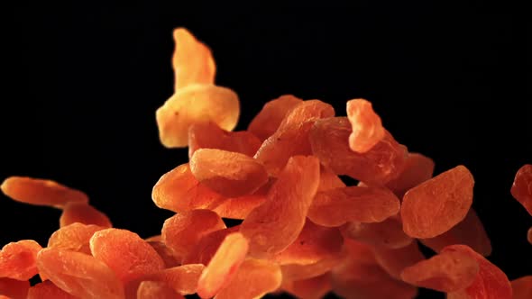 Dried Apricots Rise Up and Rotate in Flight alt
