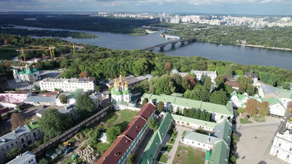 Aerial View of Kiev Pechersk Lavra Great Lavra Bell Tower Orthodox Monastery alt