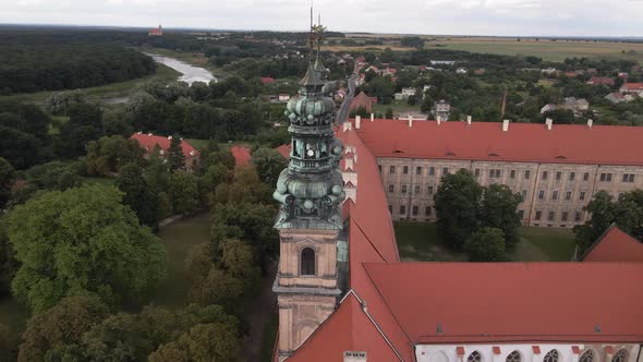 Aerial view of monastery complex in Lubiąż, the largest Cistercian abbey in the world. Lubiąż, Lower alt