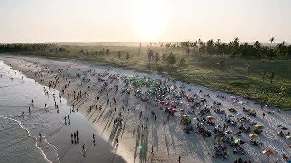 Sunset at French Beach tropical tourism landmark at Maceio Alagoas Brazil. alt
