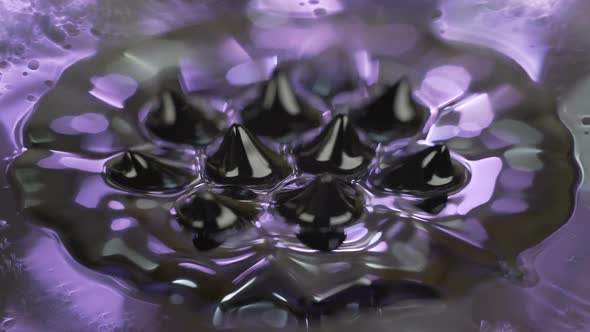 Ferrofluid. Beautiful Colors and Fantastic Shapes. Close-up.