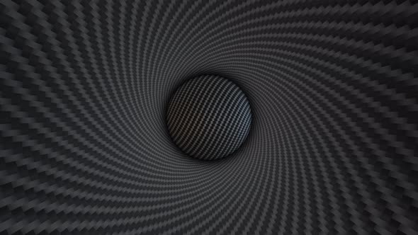 Carbon Fiber Hypnotic Optical Illusion Tunnel with Moving Ball Inside alt
