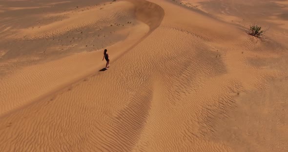 Girl Walks in the Desert