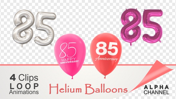 85 Anniversary Celebration Helium Balloons Pack