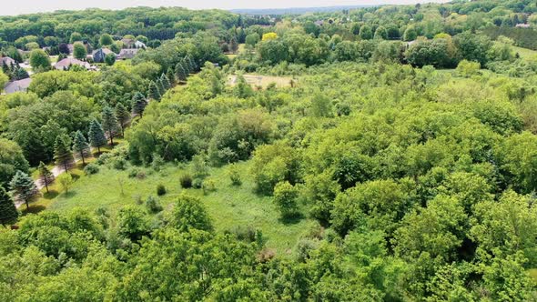 Aerial view of a homemade baseball field during the summertime in Wisconsin alt