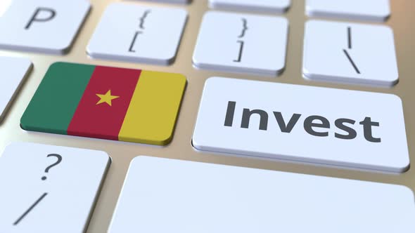 INVEST Text and Flag of Cameroon on Computer Keyboard alt