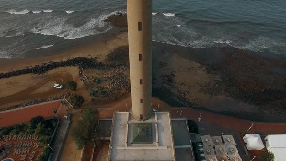 Maspalomas Lighthouse Against Ocean Background, Aerial alt
