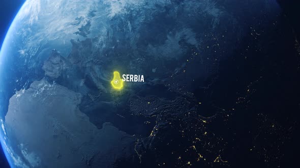 Earh Zoom In Space To Serbia Country Alpha Output