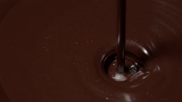 Pouring Premium Dark Melted Hot Chocolate Process of Making Confectionery Sweet Desserts Icing alt