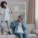 African American Father with Daughter Having Fun Together Mature Man Sitting in Room on Couch - VideoHive Item for Sale