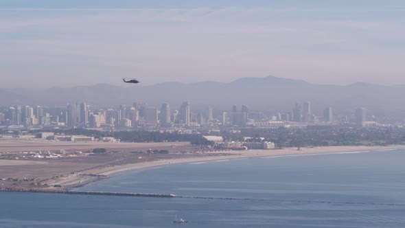 San Diego City Skyline Cityscape of Downtown California Point Loma