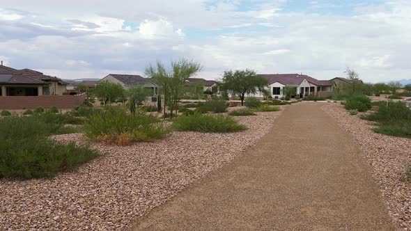 Real estate neighborhood in Southern Arizona. Single story family homes in Quail Creek. alt